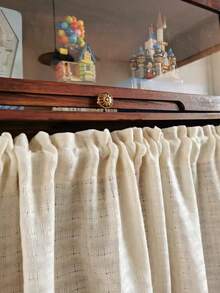 1pc Woven Lace Small Window Curtain, Suitable For Home Daily Decoration And Holidays - Beige - View 7