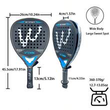 CWIN SNIPER Padel Racket, 1K High Rigidity Carbon Fiber Cortex Shock Absorbing Core Large Sweet Spot Non-Slip Grip Lightweight Paddle Tennis Racquet With Protective Carry Bag For Beginner Intermediate Players - Multicolor - View 7