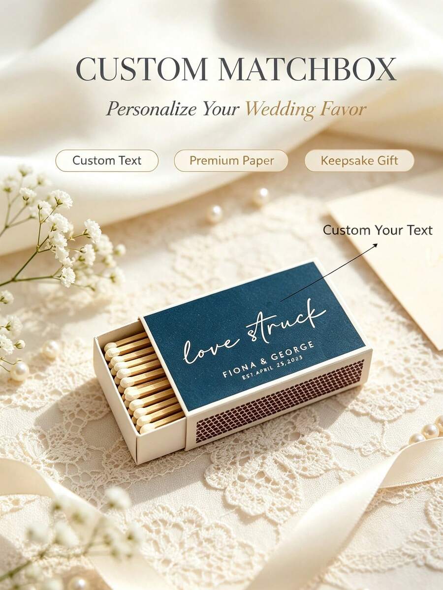 Custom Matchbox Labels, Personalized Stickers, Suitable For Wedding Parties, Event Favors, Custom Wedding Decor, Bulk Orders Suitable For Birthday Celebrations, Corporate Gifts, Anniversary Souvenirs, Spring/Summer Holiday Parties, Suitable For Weddings, Birthdays, Christmas - Multicolor - View 1