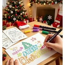 24 Colors Double Line Outline Metallic Glitter Markers Set, Built-In Outline Effect, Suitable For Journaling, Painting, Scrapbooking, Calligraphy, Card Making, Christmas Cards And Back To School Art Supplies - Double-line Colored Journaling Pen - View 7