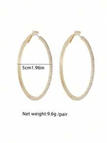 2pcs Silver Sparkling Circles-shaped Exaggerated Earrings For Women, Fashionable With Full Rhinestones - Silver - View 7