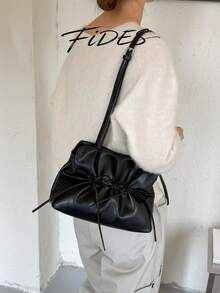 1PC Fashion Minimalist Double Bow Pleated Small Crossbody Bag, Soft Glossy PU Leather With Gentle Pleats, Double-Sided Tie Bows For A Youthful Look, Adjustable Spaghetti Strap, Shoulder And Crossbody Dual Use, Versatile Women's Bag For Daily Commute And Dating - Multicolor - View 10