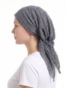 Pre‑Tied Crinkle Lace Head Wrap For Women, Soft Breathable Turban Scarf, Stylish Lightweight Head Cover For Daily Use - Color - View 19