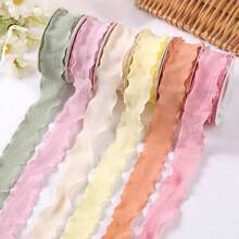 10 Yards/Roll 0.98inch Pleated Ruffle Lace Ribbon, Bouquet & Cake Wrapping Ribbon, DIY Craft Supplies, Decorative Gift Ribbon For Wedding, Birthday & Party - Multicolor - View 6