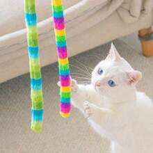 1个彩色毛绒毛毛虫猫玩具 - 有趣的互动逗猫棒，耐刮耐用，无需电池 - 粉色 - 查看 7