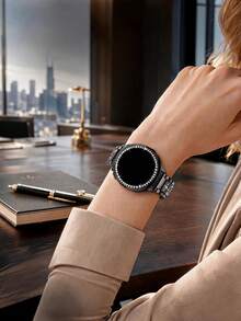 水鑽錶帶 + 錶殼套組，相容於 Galaxy Watch9/8 40mm 與 44mm。優雅時尚亮面金屬水鑽錶帶，防摔防刮水鑽錶殼，適合休閒、派對、商務，女性智慧手錶錶帶與錶殼 - 閃鑽錶帶+錶殼-黑色 - 查看 11