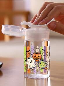 Halloween Ghost Pumpkin Monster Print Push Down Dispenser Bottle, Refillable Clear Plastic Liquid Container For Nail Polish Remover, Makeup Remover - Multicolor - View 5