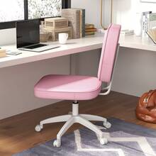 Silla de oficina sin reposabrazos, silla de escritorio, altura regulable, giro de 360°, 46 x 59 x 82-92 cm, rosa - Multicolor - Ver 3