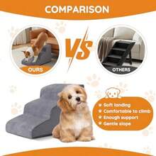 Dog Stairs For Small Dogs 19.7" H, Dog Ramp For Bed, 4-Step, Grey Dog Steps For Bed, Couch, Pet Stairs With Non-Slip Bottom Design, Cat Scratching, High Density Foam Portable Pet Steps, Indoor - Grey - View 4