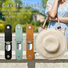 2pcs Multi-Color PU Leather Hat Clip Set, Portable Sun Cap Storage Accessory For Outdoor Travel, Firm Metal Clip Fastener For Back To School Trip, Summer Vacation Outing, Backpack Hanging Organization And Daily Hat Carrying - Multicolor - View 3