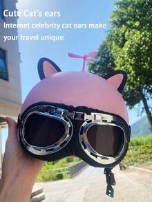 2pcs Motorcycle Helmet Decorative Stickers Cat Ears Design Creative Universal Car Decoration Stickers - Black - View 2