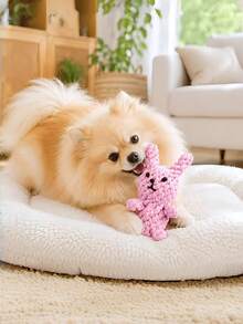 Pink Cotton Rope Dog Chew Toy Set, Durable Bite-Resistant Teething Toys, Interactive Knotted Rope Bone Rabbit Carrot Ball Toys, Suitable For Small And Medium Puppies Teeth Cleaning - Multicolor - View 7