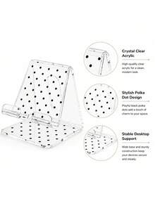 Stand Ponsel Akrilik Transparan Polka Dot Baru - Desain Alas Anti Selip, Port Pengisian Daya Terpisah; Cocok Untuk Kelas Online di Asrama, Belajar di Meja, Menonton Film, Streaming Langsung, Kantor dan Kamar Tidur; Kompatibel Dengan Semua Smartphone dan Tablet Kecil, Penting Untuk Mahasiswa di Musim Kembali ke Sekolah. - Beraneka warna - View 6
