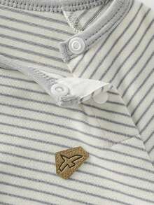 mini bala Boys & Girls Long Sleeve Striped T‑Shirt, Soft Raglan Sleeve Baby Basic Top, 2026 Fall Must‑Have - White Grey Tone - View 7