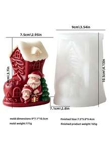 1pc Christmas Scene Silicone Mold, Combining Santa Claus, Christmas Tree, Snow House, Gift Box Designs, Deep Relief Durable Silicone, Smooth Demolding, Scented Candle, Cement Plaster Handmade Material, Holiday Decoration Gift Choice For Craft Enthusiasts, Desktop Home Decor, Christmas Eve Gift - A - View 9