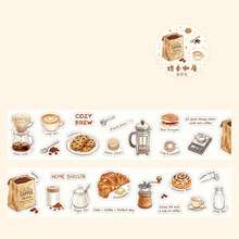 1pc Tea Time Roasted Aroma Coffee House Planner PET Glitter Washi Tape Stickers Decorative Collage Background Material - Multicolor - View 10