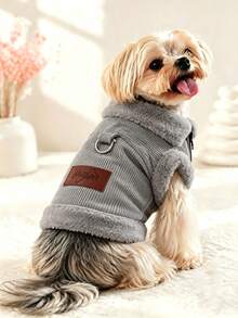 1pc Pet Plush Jacket Autumn Winter Warm Dogs Coat Retro Corduroy Outdoor Windproof Clothes Fot Dog Suitable For Small Medium Dogs - Multicolor - View 6