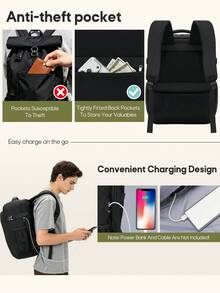NEWHEY Ryanair 機艙登機包 40x30x20 座下隨身行李包 多口袋旅行筆電後背包 - 黑色 - 查看 5