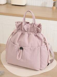 1pc Japanese Style Drawstring Large Capacity Insulated Lunch Bag, Leak-Proof Crossbody Bento Bag (With Adjustable Shoulder Strap/Dual Handles), Portable Reusable Cooler Bag, Suitable For Back To School/Work/Picnic/Travel - Multicolor - View 13