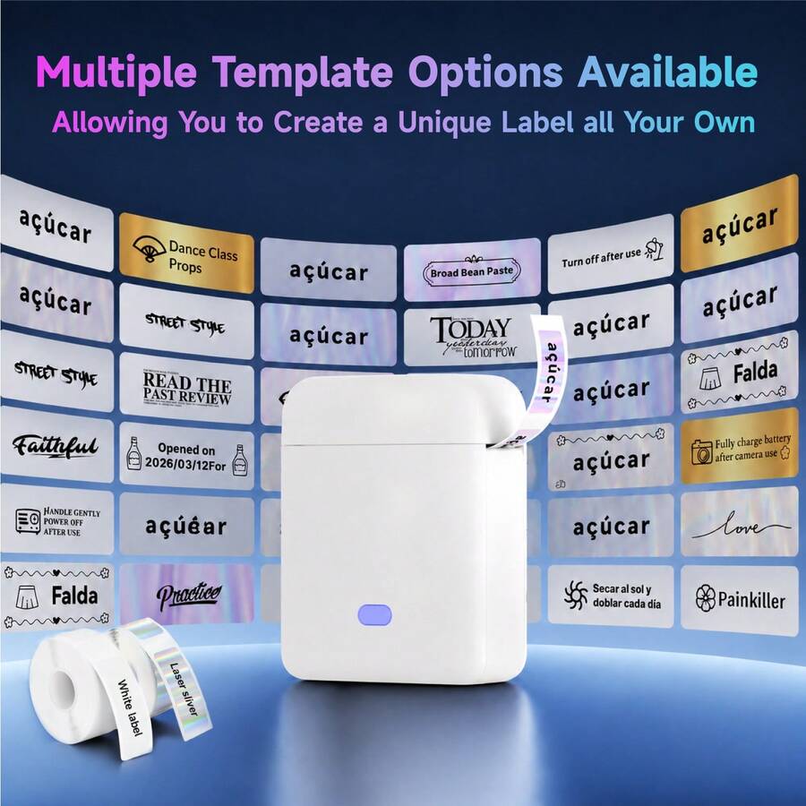 ORICO Printer Label L12 Versi Terbaru - Printer Label Termal, Mesin Label Desktop, Mesin Label Mini, Termasuk 1 Rol (12*40) Kertas Label Laser Perak/Emas/Ungu dan 1 Rol (14*30) Kertas Label Putih, Koneksi Nirkabel, Pencetakan Tanpa Tinta, Ringkas dan Portabel, Koneksi Cepat/Pengoperasian Mudah