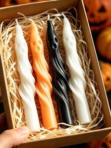 1pc Halloween Long Ghost Pillar Scented Candle, Fun Creative Atmosphere Decor, White Mummy Shaped Handmade Soy Wax Candle, Suitable For Halloween Party Home Decor Holiday Gift Candle - 1pc - View 1