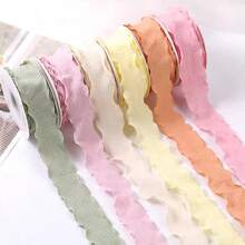 10 Yards/Roll 0.98inch Pleated Ruffle Lace Ribbon, Bouquet & Cake Wrapping Ribbon, DIY Craft Supplies, Decorative Gift Ribbon For Wedding, Birthday & Party - Multicolor - View 9