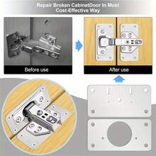 2 Sets Rectangular Hinge Repair Plates, Furniture Drawer Cabinet Repair Fixing Plates, Kitchen Cabinet Door Hinge Installation Kit Home Tools - Silver - View 4