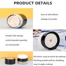 Portable Loose Powder Case With Makeup Mirror And Puff, 5g Portable Empty Powder Box, Refillable Loose Powder Container, Blush Case, Suitable For Travel, Used For Foundation, Contour Powder, BB Cream Container, Great Valentine's Day Gift - Multicolor - View 6