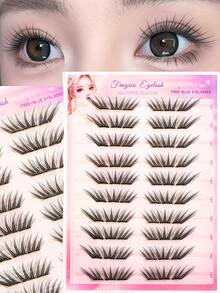 Cílios Postiços Estilo Raposa Sem Cola, 60 Aglomerados, Estilo Coreano-Japonês, Cria Facilmente Maquiagem de Olhos Estilo Raposa, Curvatura C, Comprimento de 10mm, Aplicação Segmentada Sem Cola Economiza Etapas, DIY Economiza Tempo de Maquiagem, Adequado para Iniciantes, Reutilizável, Adequado para Uso Diário, Encontros, Viagens, Festas de Feriados, Presente Perfeito de Feriado para Melhor Amiga, Namorada - C - Visão 7