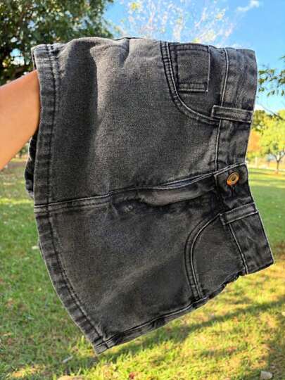Saía com short embutido short saia jeans