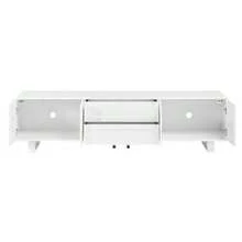 TV Stand, Modern Low TV Cabinet With Rounded Edges, Living Room TV Table, Cabinet With Doors And Drawers, Minimalist Design, Sideboard With Storage - White - View 7