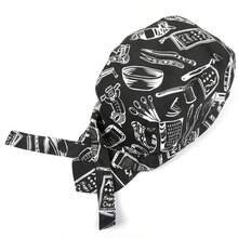 1pc One Size Tie-Up Chili / Kitchen Utensils / Black & White Striped 3-Pattern Back Kitchen Server Chef Hat - Multicolor - View 7