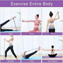 8-Figure Resistance Band With Thick Anti-Slip Foam Handles, Shoulder Opening And Back Sculpting Full Body Training Equipment, Yoga Stretching, Home Fitness, Gym CrossFit Workout Accessory - Multicolor - View 9