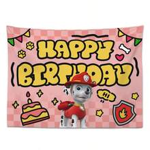 7 Styles Paw Patrol Happy Birthday Backdrop Banner, Cartoon Dog Themed Party Wall Hanging With Full Team & Single Pup Designs For Celebration - 100 X 70 cm - View 3
