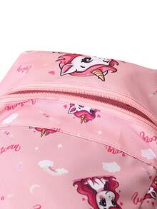 Children's Fashion All-Over Print Casual Small Backpack With Padded Back To Relieve Back Pressure, Cartoon Dinosaur, Unicorn, Bear, Tiger Vibrant Patterns, Loved By Kids, Perfect Gift For Children's Holidays And Birthdays, Casual Backpack - Peach Pink - View 4