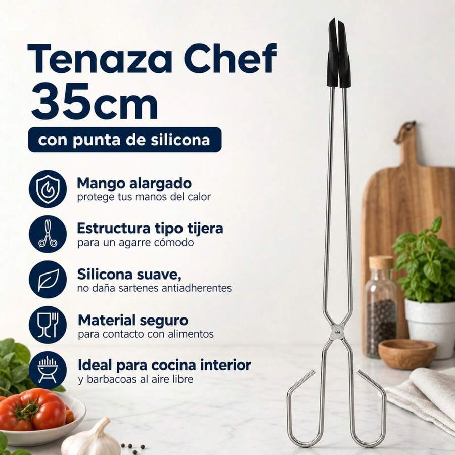35cm Scissor-Style Kitchen Tongs Stainless Steel With Black Silicone Tips For BBQ And Grilling, Secure Food Grip Tool - 支付 - 查看 1