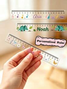 Personalized 7.87 Inch Transparent Ruler, Customizable Name And Pattern, Multiple Designs, Easy To Read And Fade-Resistant. Suitable For Home, Office And Study. Perfect Gift For Back To School, Graduation, Christmas And Birthday - Multicolor - View 2
