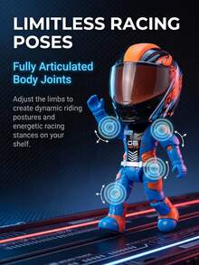 Motorcycle Action Figure With Transformable Helmet, Rider Model With Movable Joints, Simulated Racing Driver Doll, Alloy Transformable Helmet Figure, Collectible Doll For Home Bedroom Office Desktop Decoration, Ideal Creative Gift For Christmas, Halloween, Birthday And Holidays - Multicolor - View 5