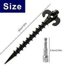 10/20pcs Heavy Duty Spiral Tent Stakes With 1 Sleeve - 7.9 Inch Screw-In Ground Anchors For Camping, Beach, Inflatable Equipment And Garden Lawn - Durable Outdoor Wind-Resistant Stakes - Black - View 8