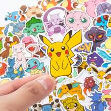 pokemon 50/100張寶可夢卡通圖案貼紙，DIY塗鴉，噴火龍、伊布等，適用於筆記型電腦、手機、筆記本，生日派對、生日禮物 - 彩色 - 查看 4