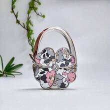 1pc Elegant Four-Leaf Clover White Design Foldable Handbag Hook - Fashionable Aluminum Alloy Wallet Table Hook, Decorated With Heart-Shaped Flower, Portable Metal Purse Stand, Suitable For Fashion Accessory Enthusiasts - Multicolor - View 14