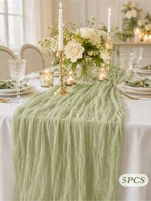 Solid Color Pleated Table Runner, Soft Lightweight Polyester Gauze Texture Dining Table Decor, Elegant Draping Texture, Suitable For Weddings, Receptions, Birthday Parties, Family Dinners, Banquets, Kitchen, Dining Room And Seasonal Home Decor - Style a - View 16