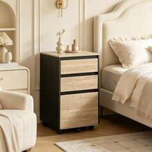 Chic Bedside Cabinet,Mobile Storage Cabinet,Filing Cabinet,Cylindrical Cabinet (Only With Bedside Cabinet) - Natural Color - View 5