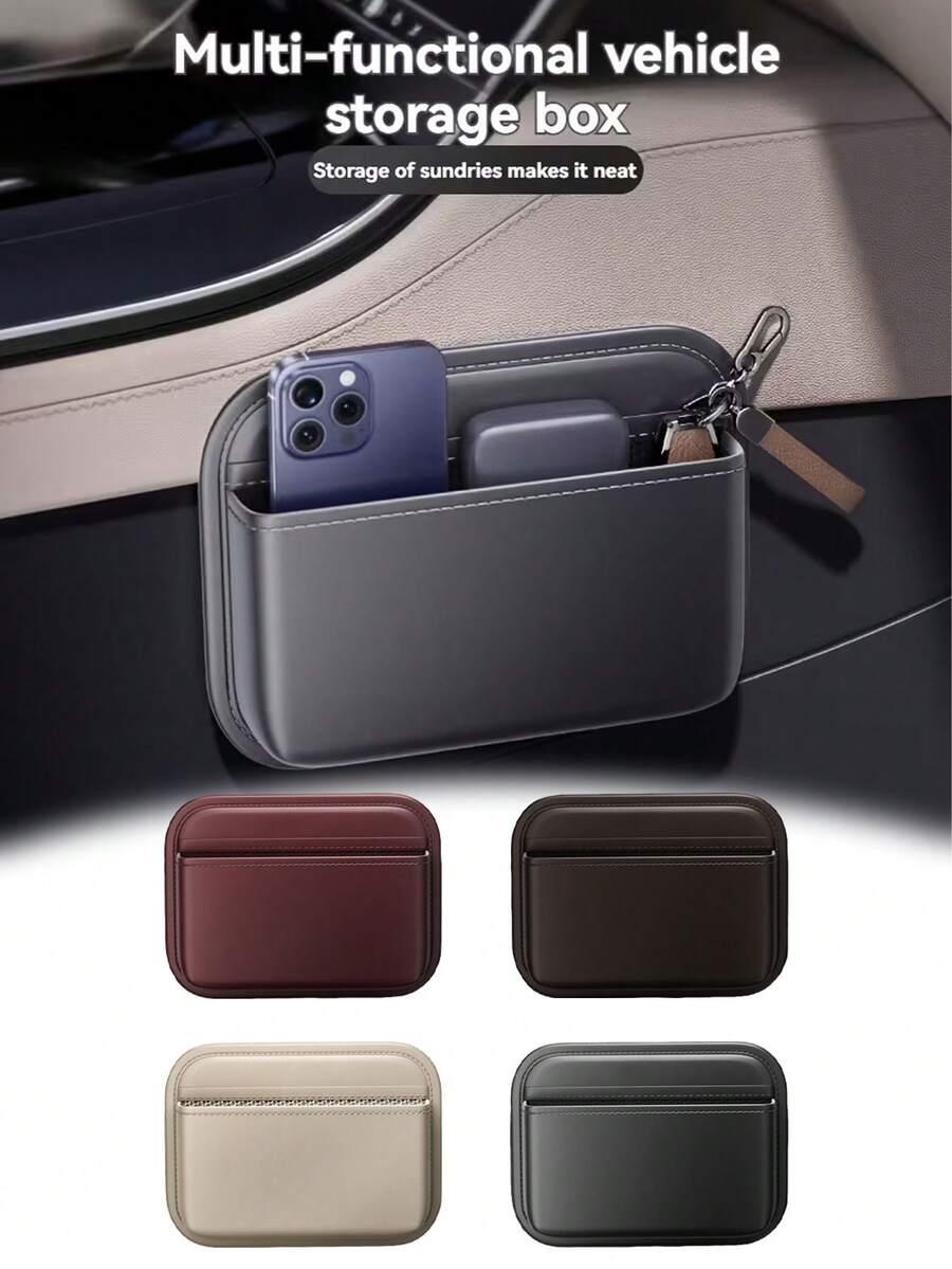 Car Storage Bag Adhesive Back Driver/Passenger Center Console Storage Box Multi-Function Seat Gap Organizer Box Car Interior Storage Organizer Box Car Accessories