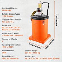 Grease Pump, 10.5 Gallon 40L Air Operated Grease Pump With 13 Ft High Pressure Hose And Grease Gun, Pneumatic Grease Bucket Pump With Wheels, Portable Lubrication Grease Pump 50:1 Pressure Ratio - 10 Gallons - View 11