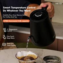 CAFELFFE Coffee Pour-Over Kettle, Biomimetic Swan-Neck Design, Touch Control, Precise Temperature Control, Automatic Adjustment, 0.8L Capacity, 304 Stainless Steel Body, 220V Voltage, 1500W Power, Suitable For Home, Office, And Travel - EU F Type Plug(220-240V) - View 3
