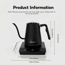 CAFELFFE Coffee Pour-Over Kettle, Biomimetic Swan-Neck Design, Touch Control, Precise Temperature Control, Automatic Adjustment, 0.8L Capacity, 304 Stainless Steel Body, 220V Voltage, 1500W Power, Suitable For Home, Office, And Travel - EU F Type Plug(220-240V) - View 2