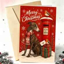1 Greeting Card + 1 Envelope Cozy Festive Christmas Card Featuring A Dog And Birds With Letters To Post Merry Christmas For Friends Winter Art Style Greeting Card - Yellow Envelope - View 11