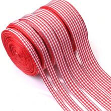 10 Yards/Roll Polyester Plaid Gift Ribbon, 6-25mm Multiple Sizes, Suitable For Holiday Party Gift Bouquet Packaging, Birthday Wedding Christmas New Year Party Scene Decoration, Hair Accessories Bow DIY Webbing - Red and White - View 5