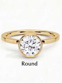MOUSHEENIA Classic 1ct/2ct/3ct Multi-Shape Moissanite Bezel-Set Engagement Ring 925 Sterling Silver 18K Gold Plated Single Stone Women's Delicate Wedding Band - Yellow Gold - View 28